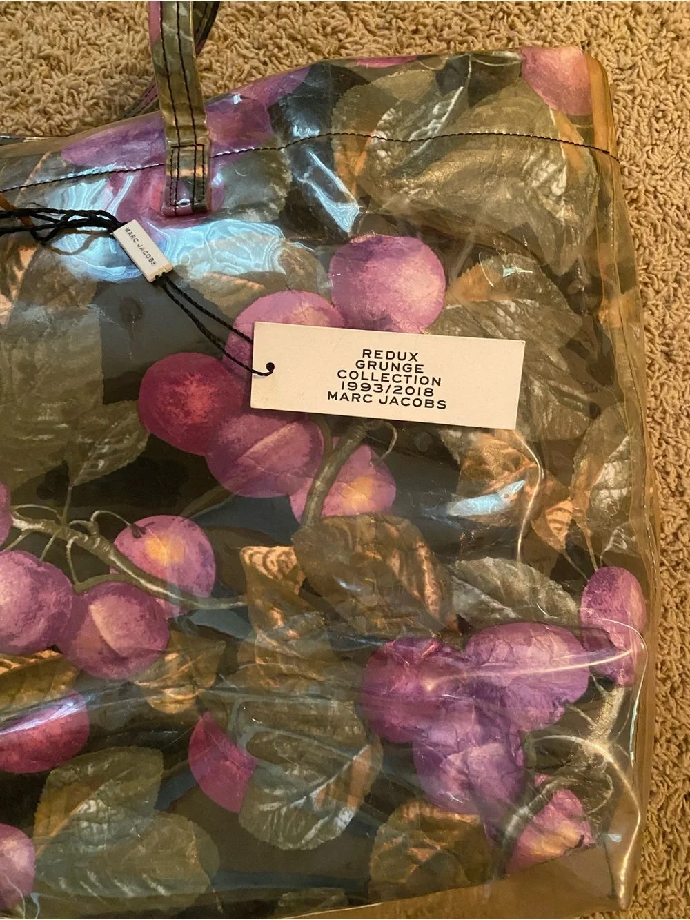 Marc Jacobs Redux Grunge Collection Purple Plums Clear Large Tote